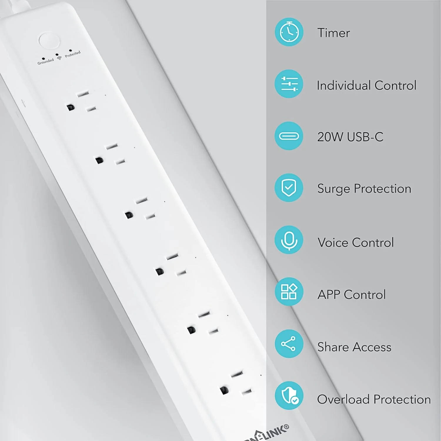 Amazon Basics Smart Plug Power Strip with 6 Controllable Outlets