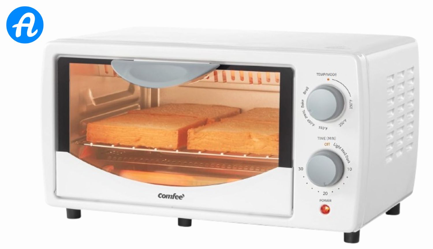 COMFEE' Toaster Oven Countertop, Small Toaster Ovens Combo 4 slice