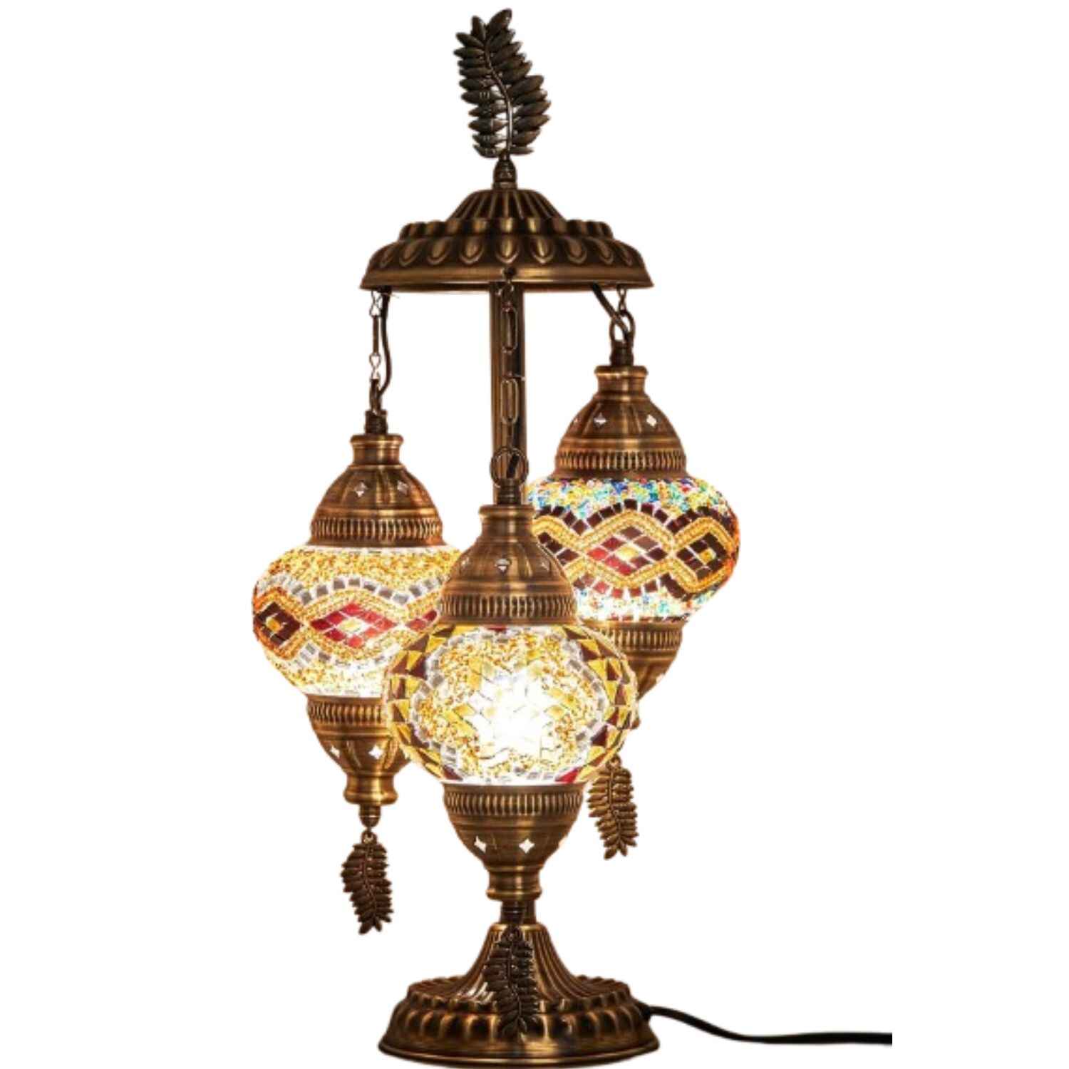 DEMMEX 3 Globes Turkish Moroccan Mosaic Bohemian Table Desk Bedside Night Lamp Light Lampshade