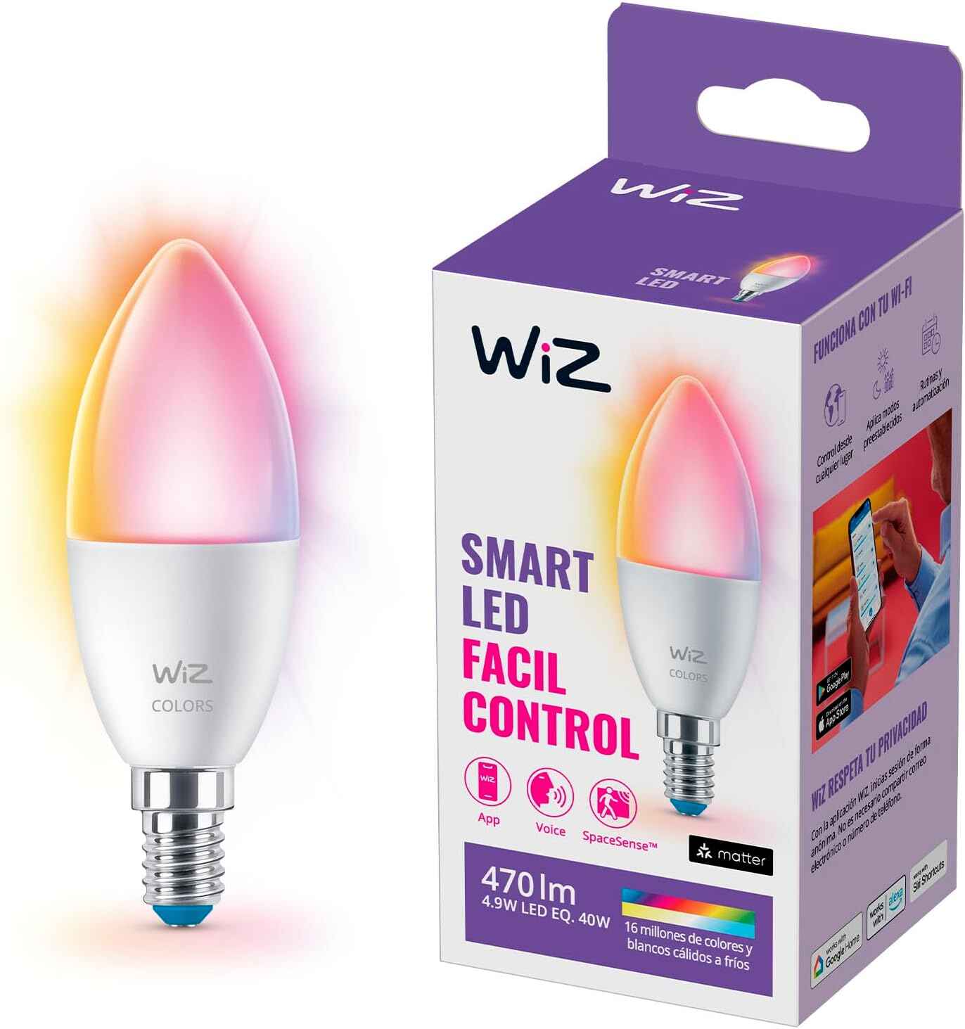 WiZ 40W B12 Color LED Smart Candle