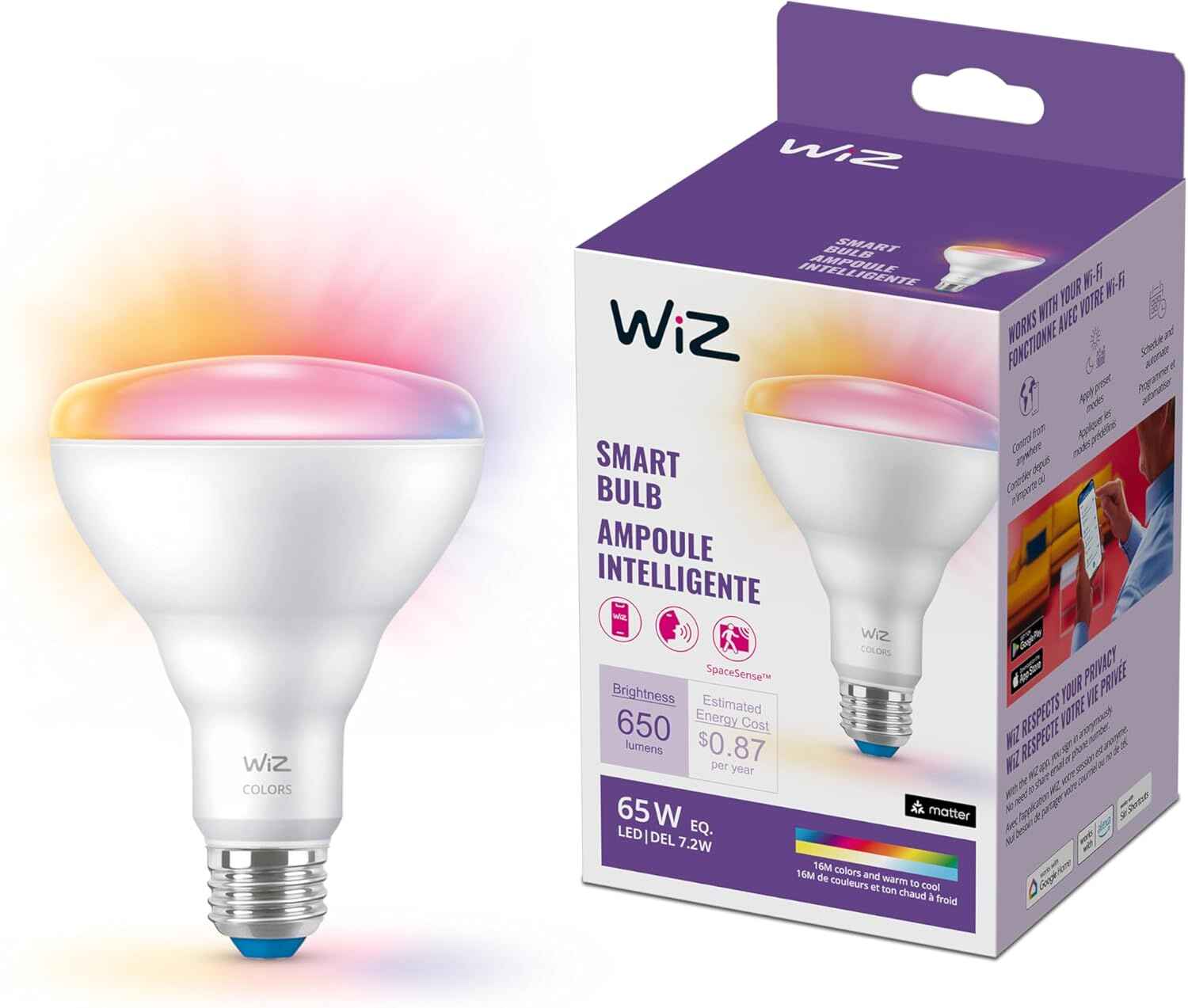 WiZ 65W BR30 Color LED Smart Bulb