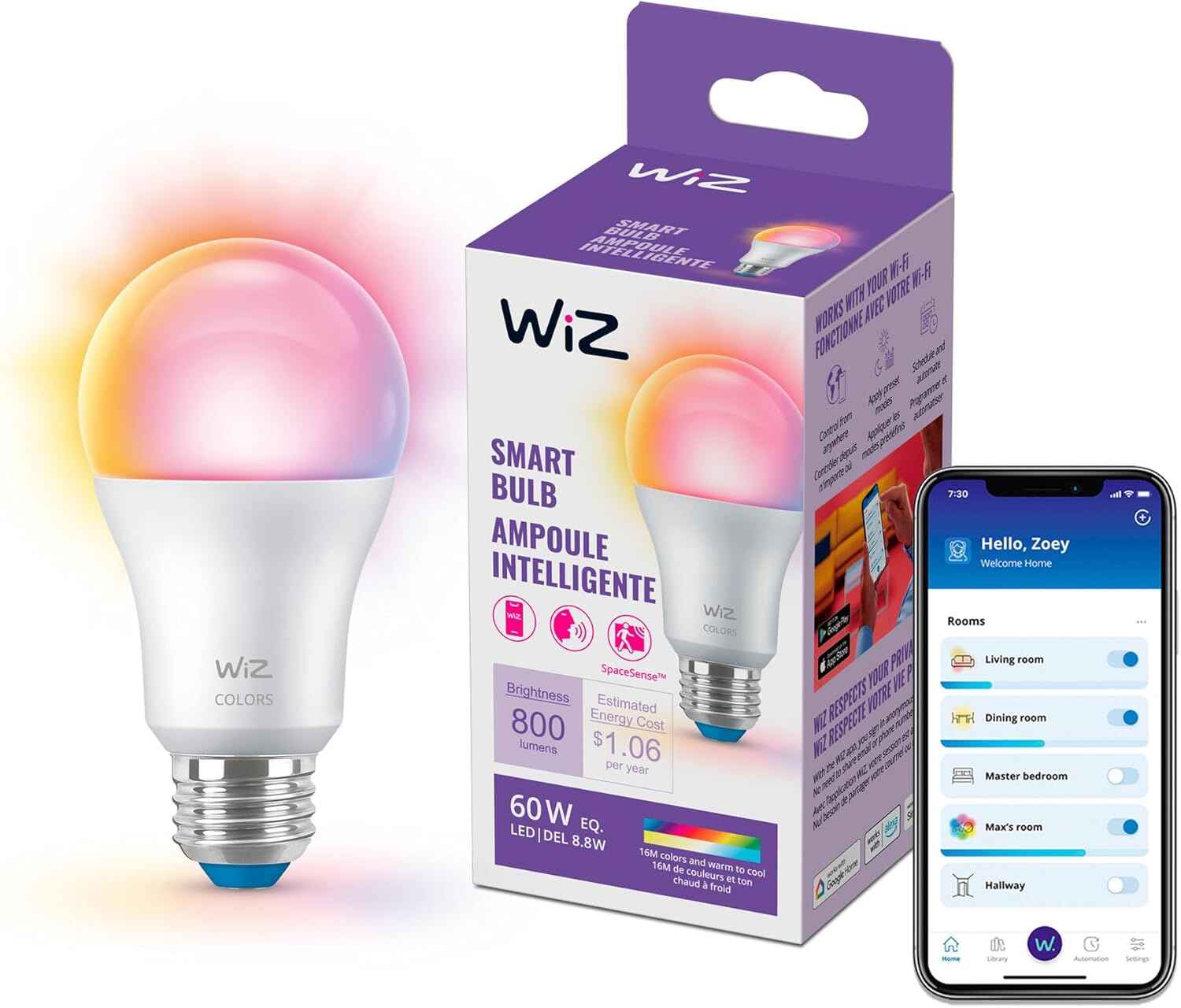 WiZ Connected 60W A19 LED Smart Light Bulbs