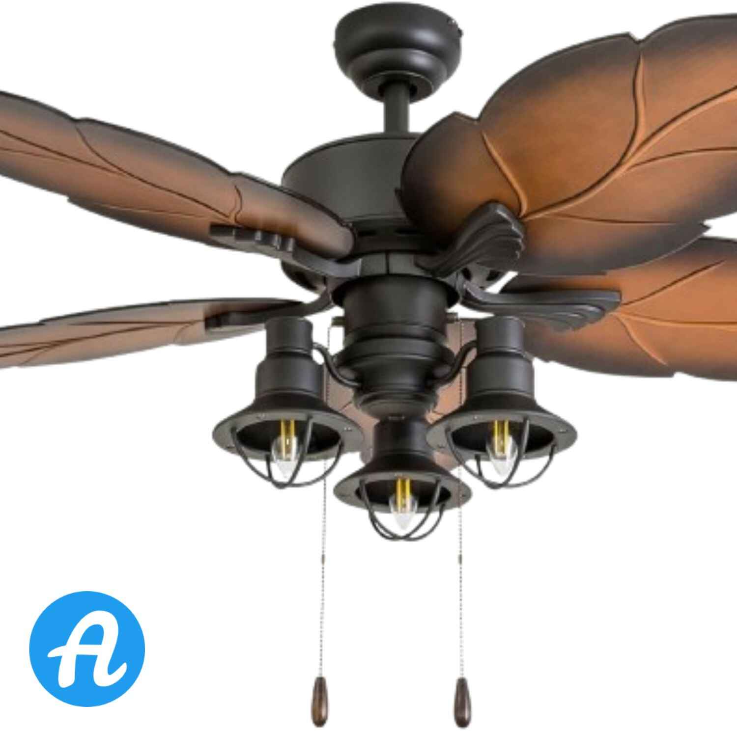 Prominence Home Ocean Crest, 52 Inch Tropical Indoor Outdoor Ceiling Fan with Light